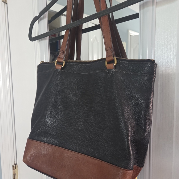 Fossil Black and Brown Leather Tote Bag - Picture 3 of 8